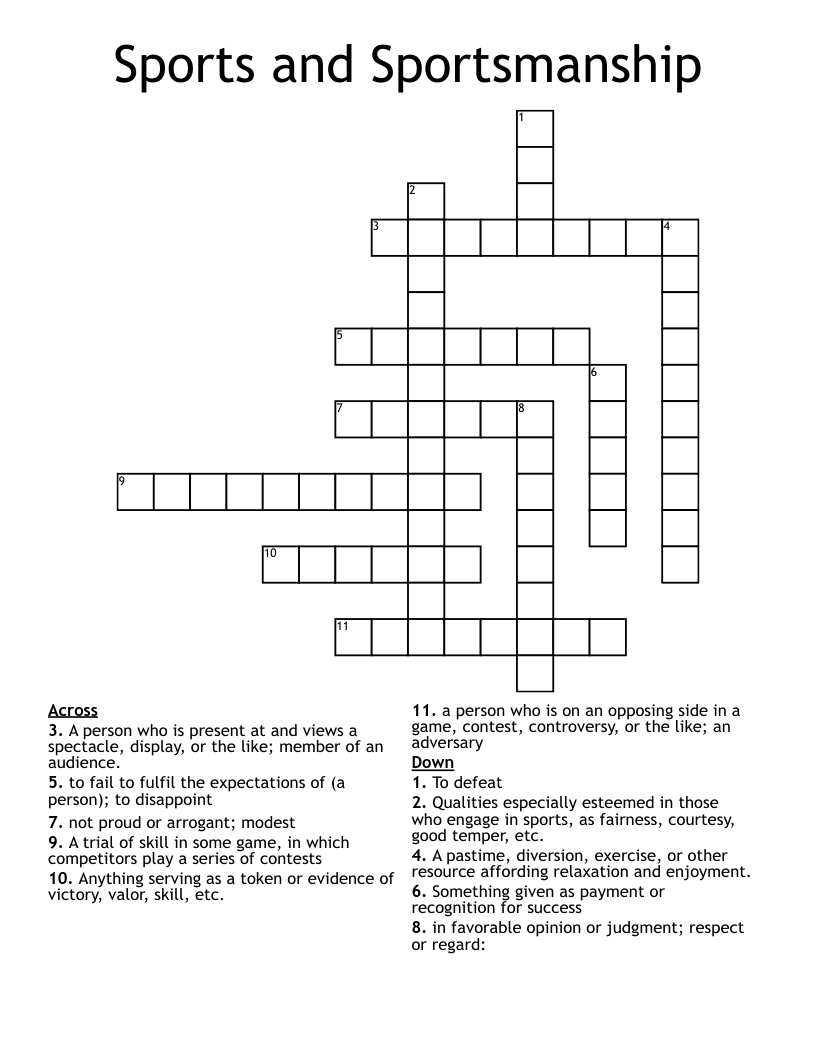 Sports And Sportsmanship Crossword WordMint