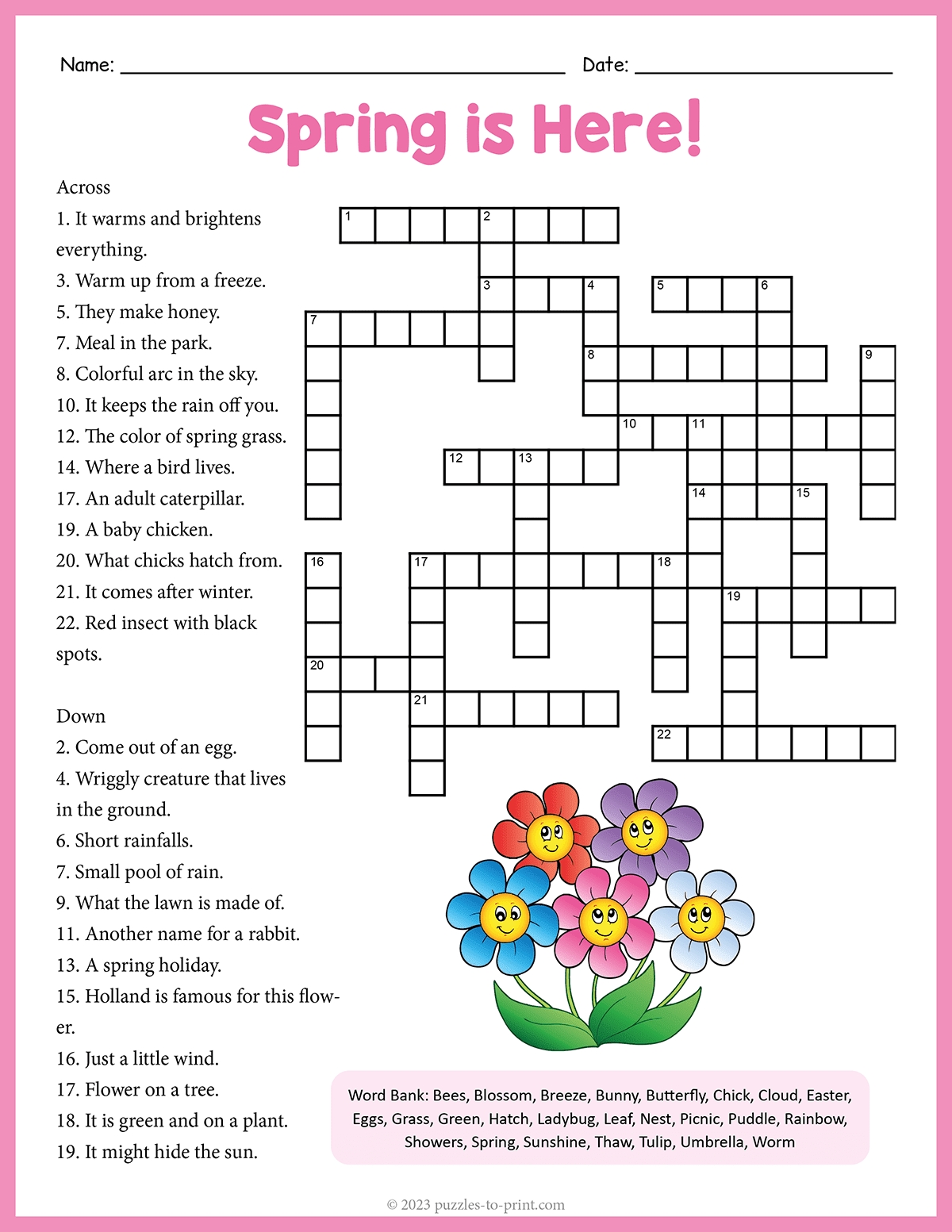 crossword puzzles spring