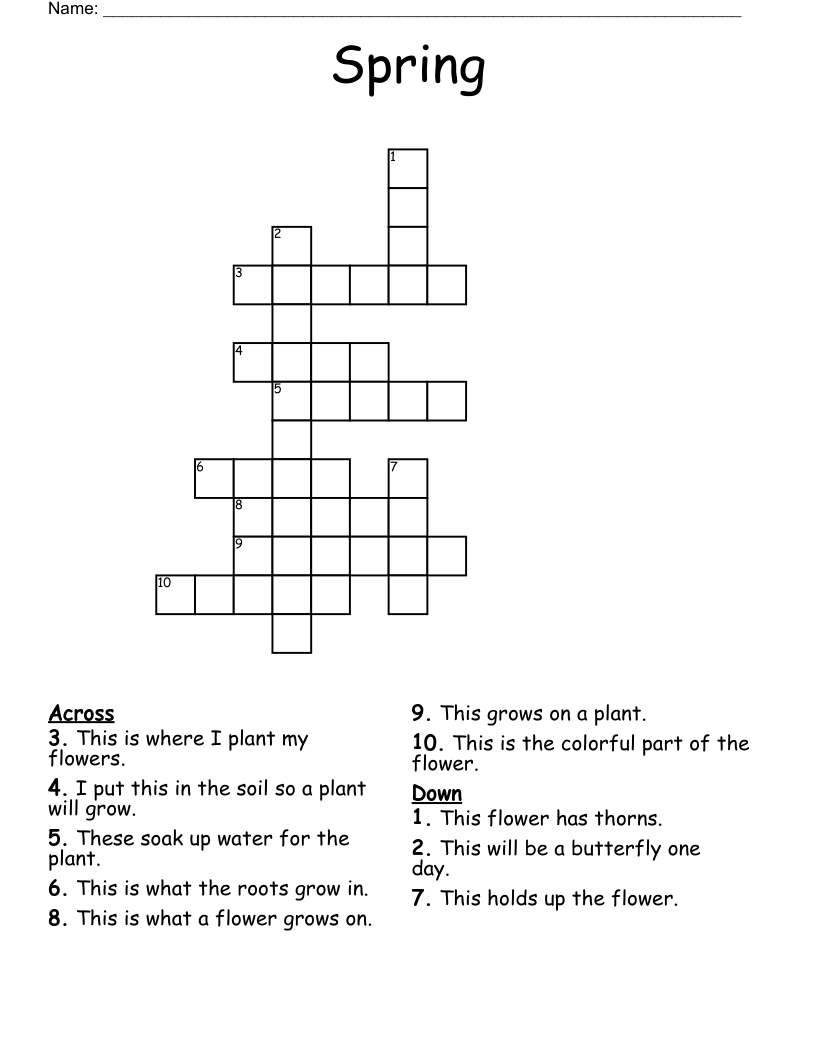 Spring Crossword WordMint