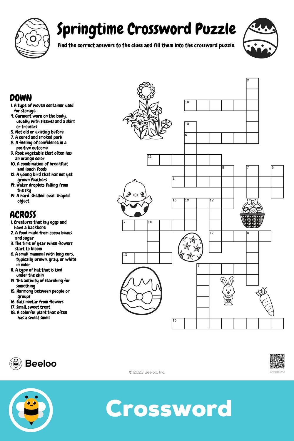 Springtime Crossword Puzzle Spring Time Crossword Preschool 