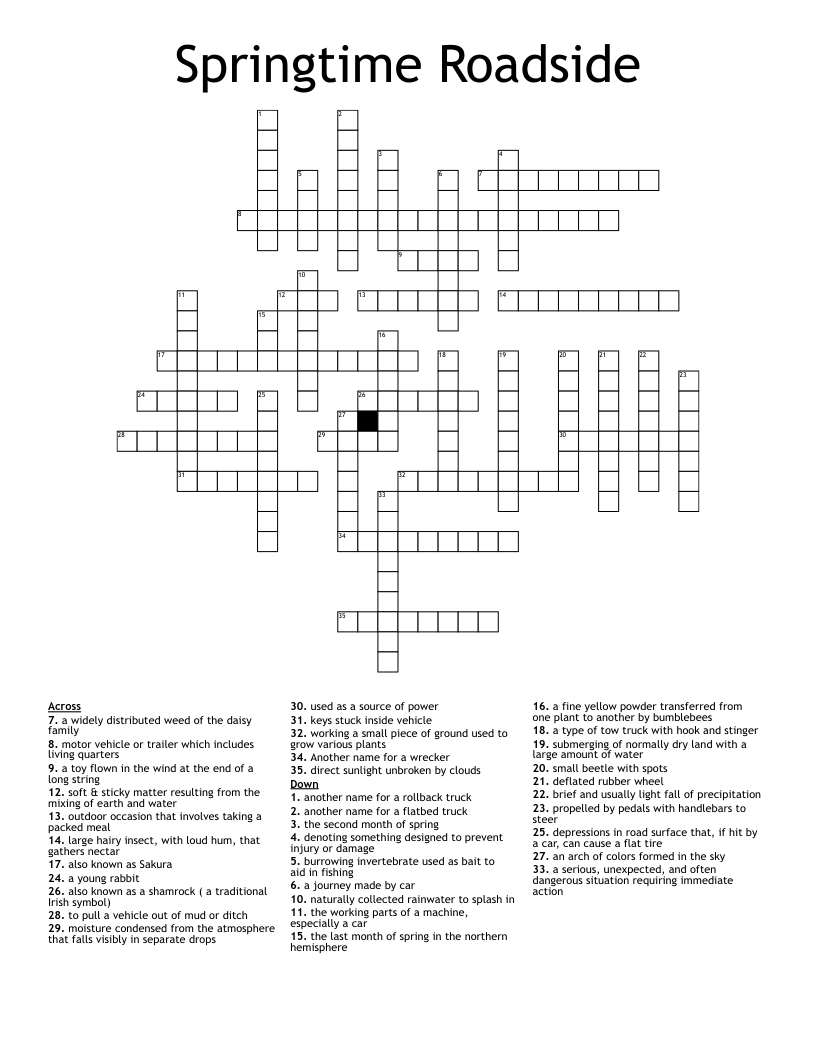 Springtime Roadside Crossword WordMint Springtime Roadside Crossword WordMint