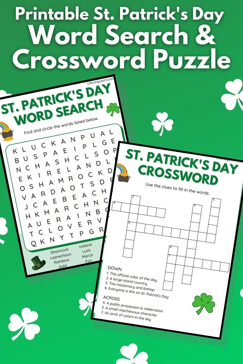 St Patrick 92 39 S Day Crossword Puzzle Printable Printable Templates