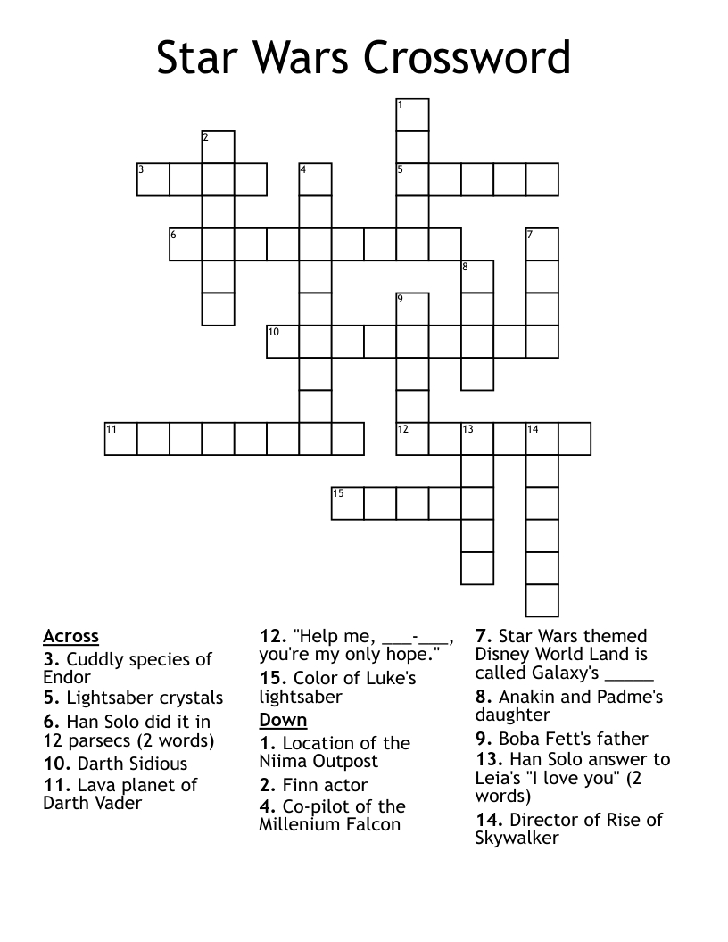 star wars crossword puzzle