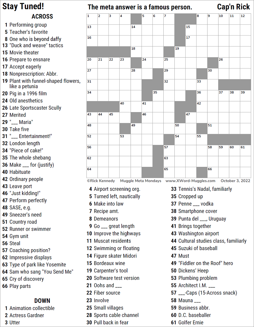 Stay Tuned XWord Muggles Forum