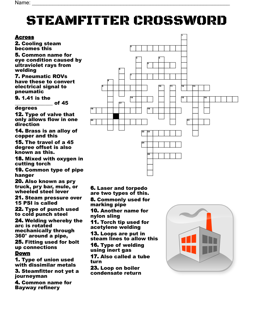 STEAMFITTER CROSSWORD WordMint