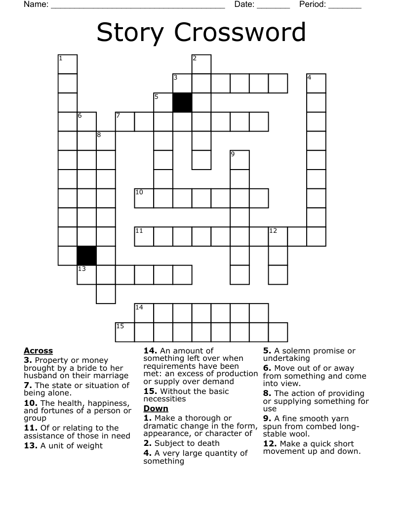 Story Crossword WordMint Story Crossword WordMint