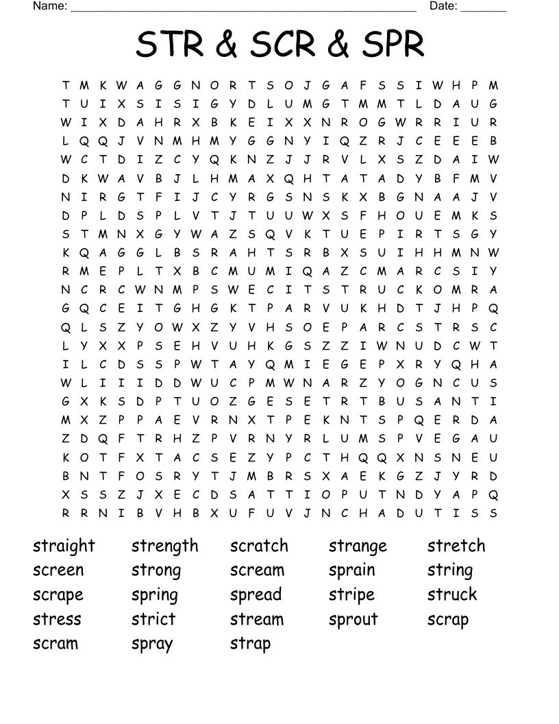 STR SCR SPR Word Search WordMint