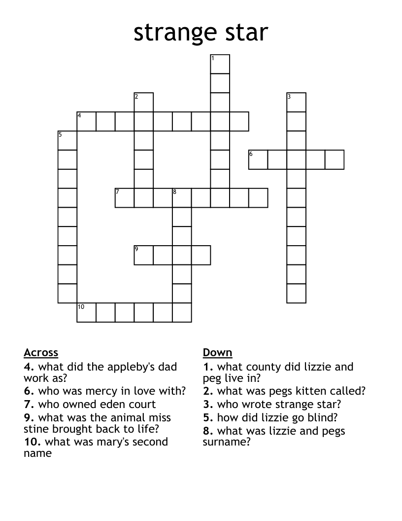 Strange Star Crossword WordMint