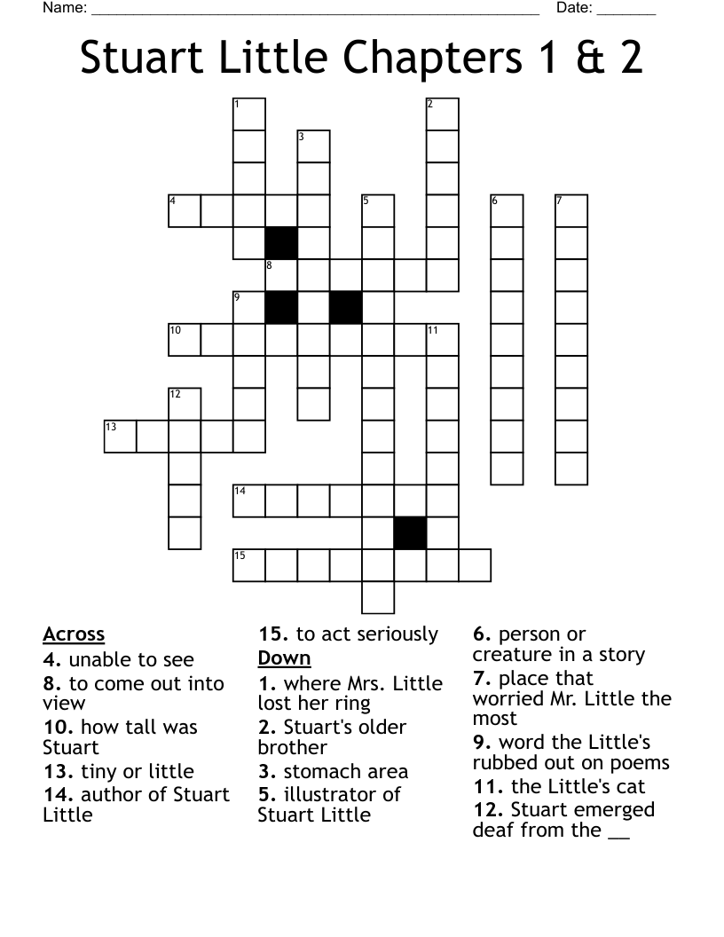 Stuart Little Chapters 1 2 Crossword WordMint Stuart Little Chapters 1 2 Crossword WordMint