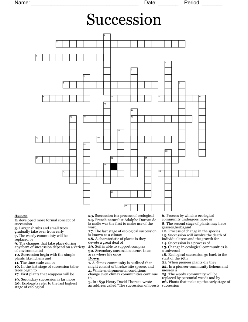 Succession Crossword WordMint