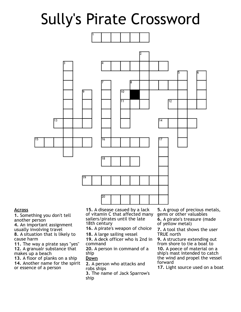 Sully s Pirate Crossword WordMint