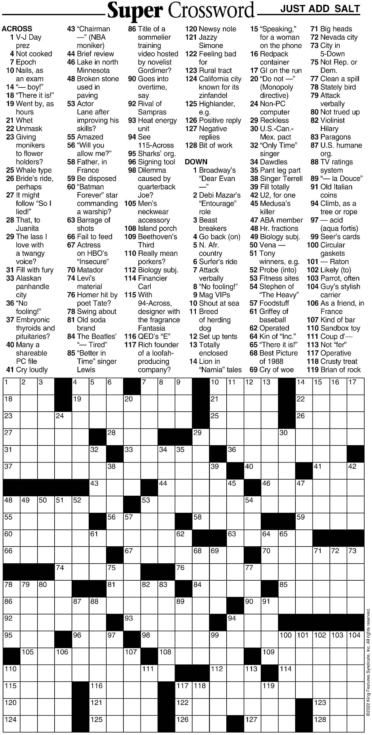 Super Crossword Just Add Salt Your West Central Voice Super Crossword Just Add Salt Your West Central Voice