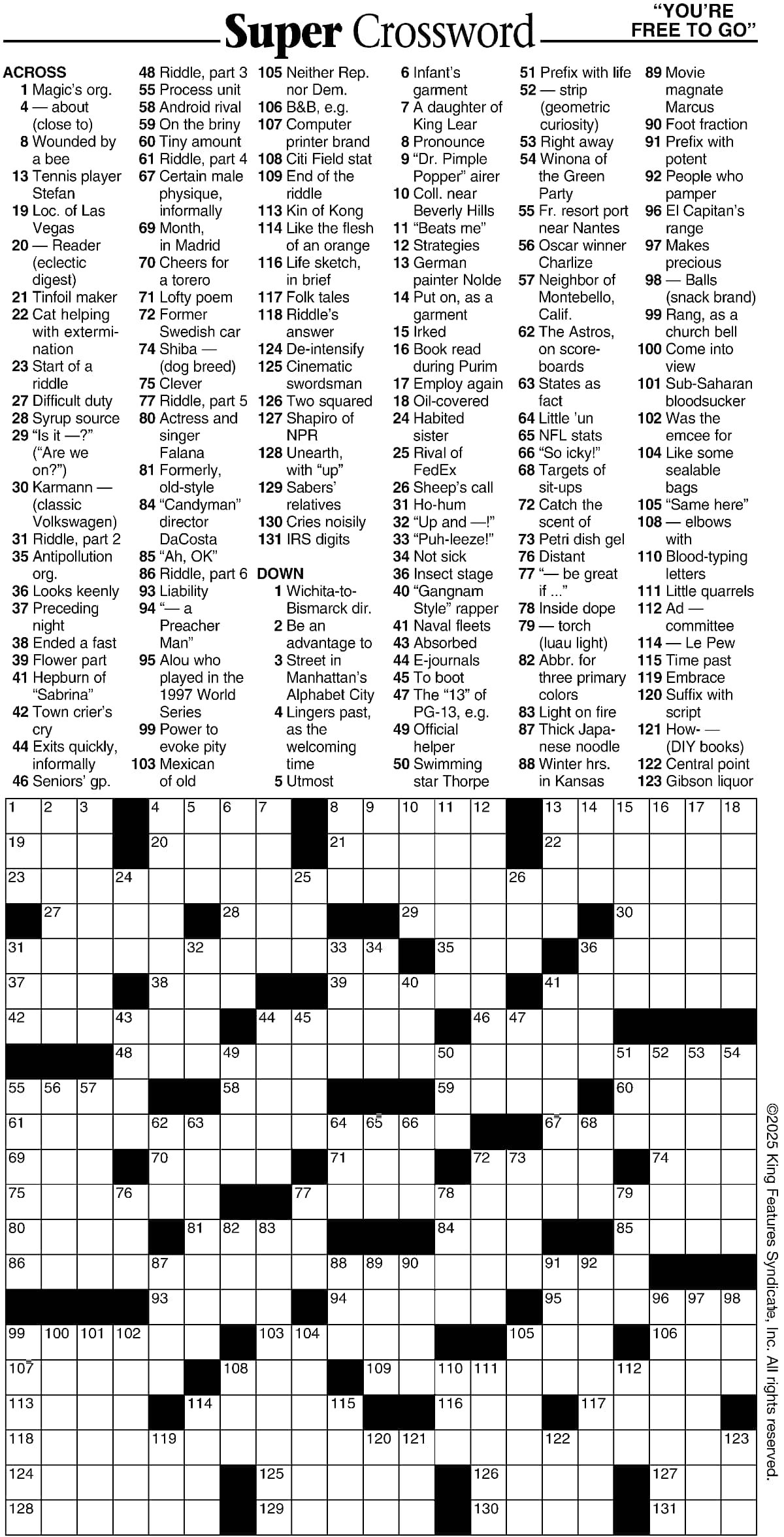 Super Crossword You re Free To Go Your West Central Voice