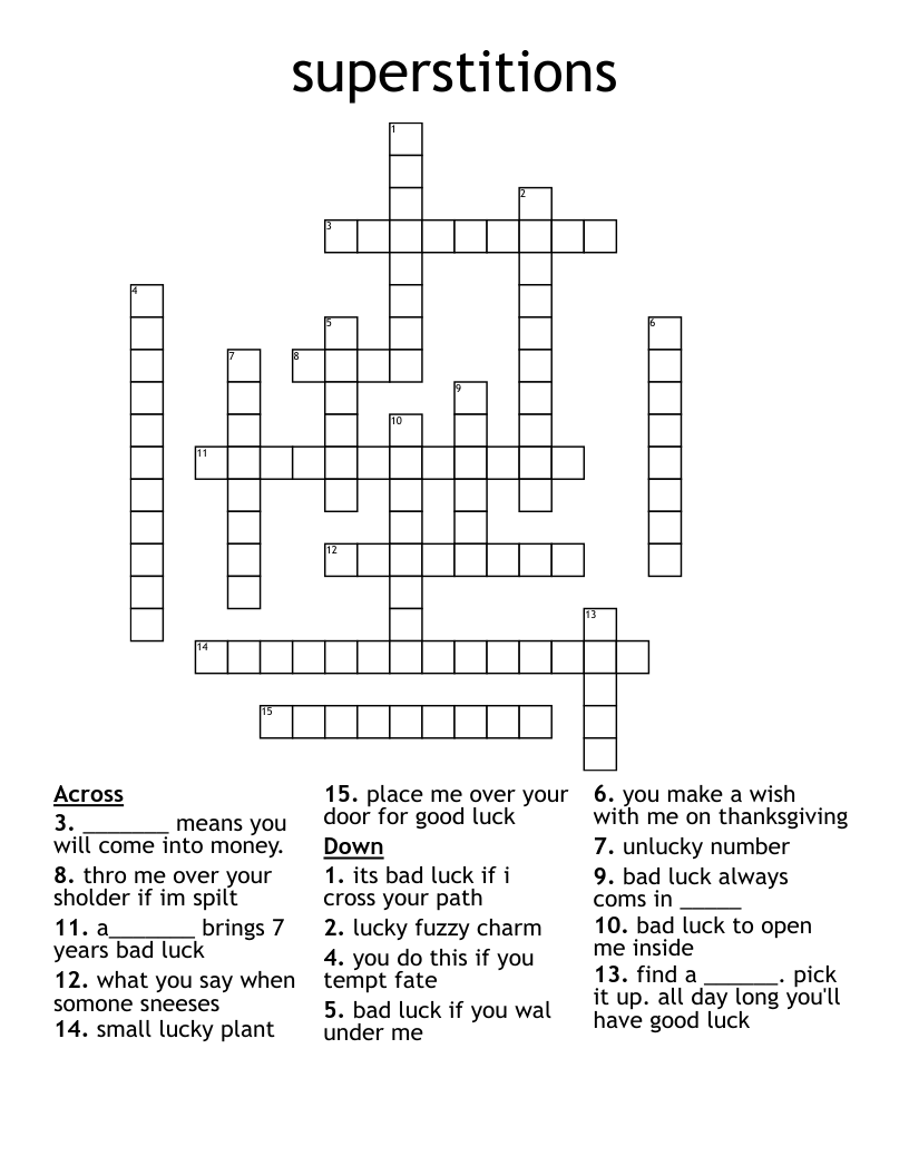 Superstitions Crossword WordMint
