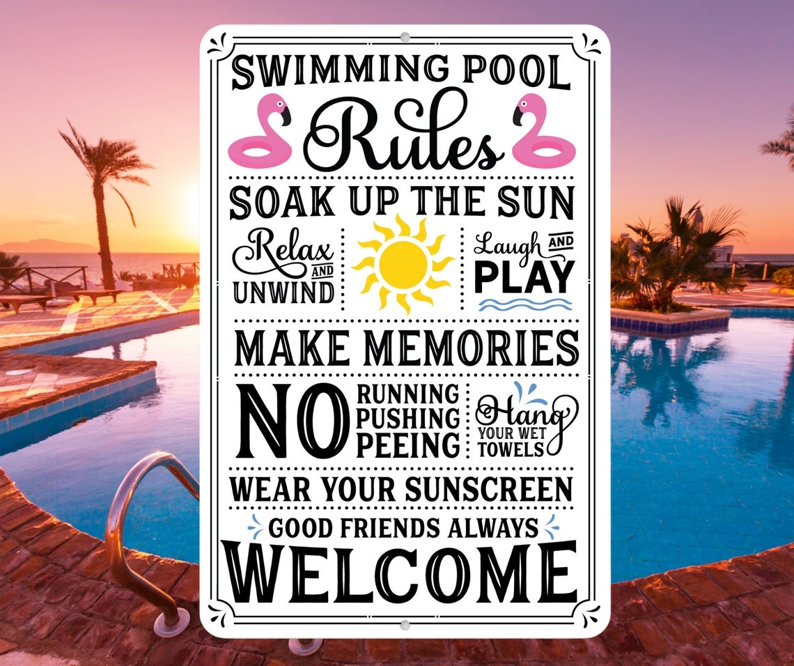 Swimming Pool Metal Swmmng Pool Sgn Pool Rules Metal Wall Decor Home Decor Etsy Pool Rules Signs Outdoor