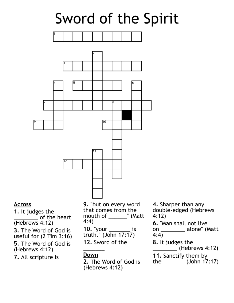 Sword Of The Spirit Crossword WordMint Sword Of The Spirit Crossword WordMint