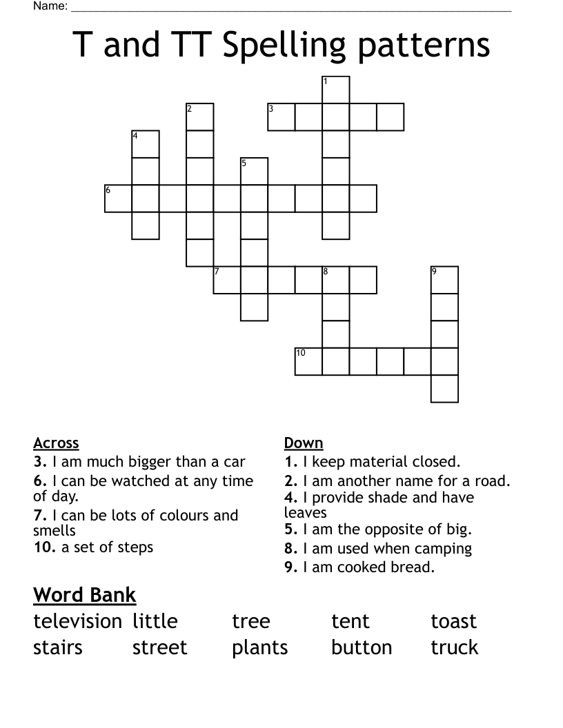 T And TT Spelling Patterns Crossword WordMint