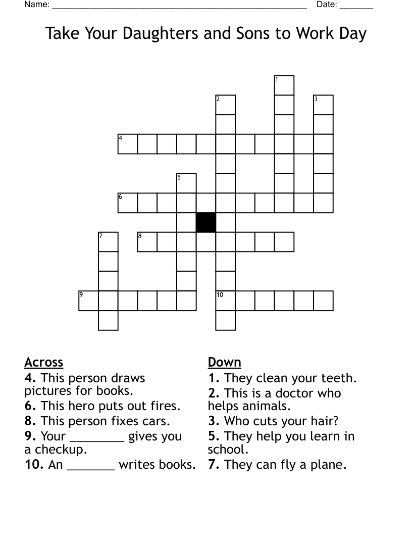 Take Your Daughters And Sons To Work Day Crossword WordMint Take Your Daughters And Sons To Work Day Crossword WordMint