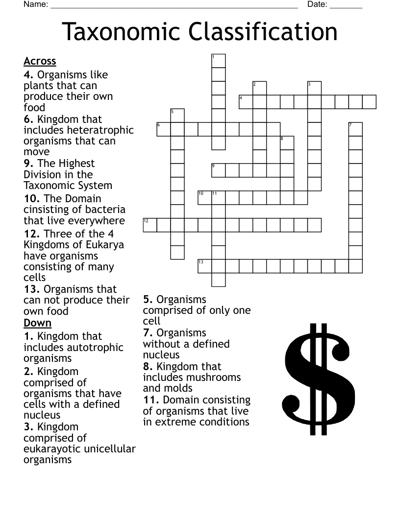 Taxonomic Classification Crossword WordMint