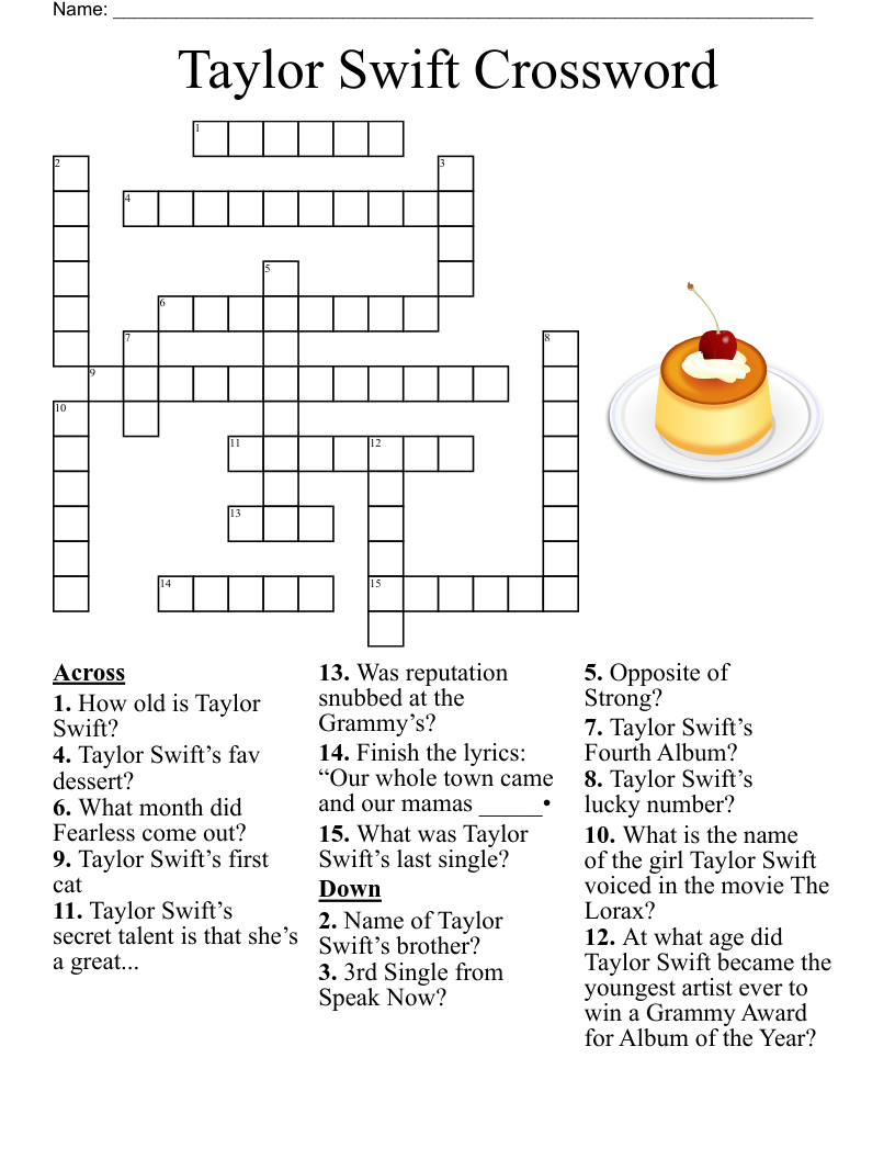 Taylor Swift Crossword WordMint Taylor Swift Crossword WordMint