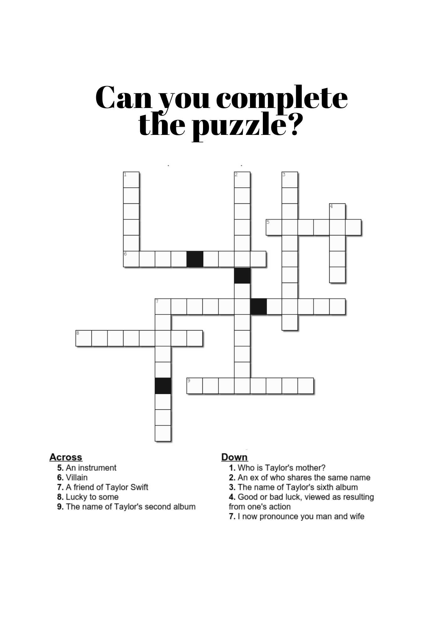 Taylor Swift Crosswords Weeno Social Party Planning Made Easy Taylor Swift Crosswords Weeno Social Party Planning Made Easy