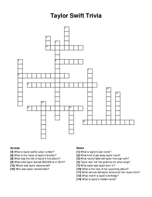 taylor swift crossword puzzles taylor swift crossword puzzles