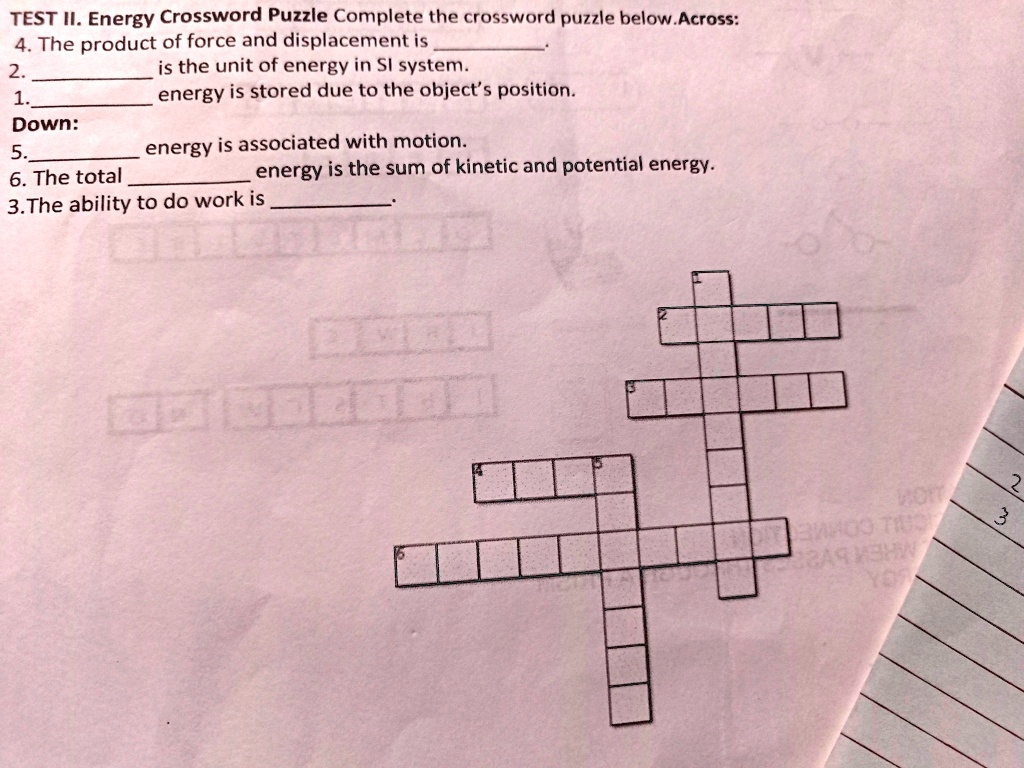TEST II Energy Crossword Puzzle Complete The Crossword TEST II Energy Crossword Puzzle Complete The Crossword