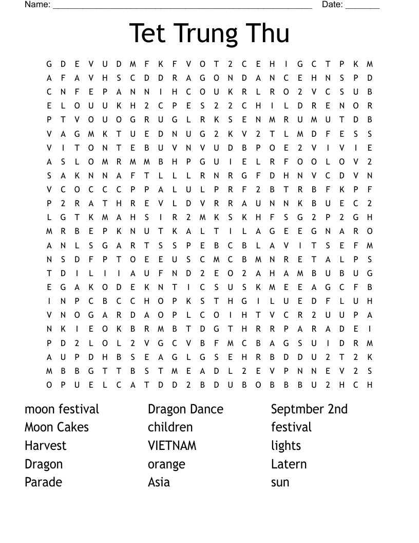 Tet Trung Thu Word Search WordMint