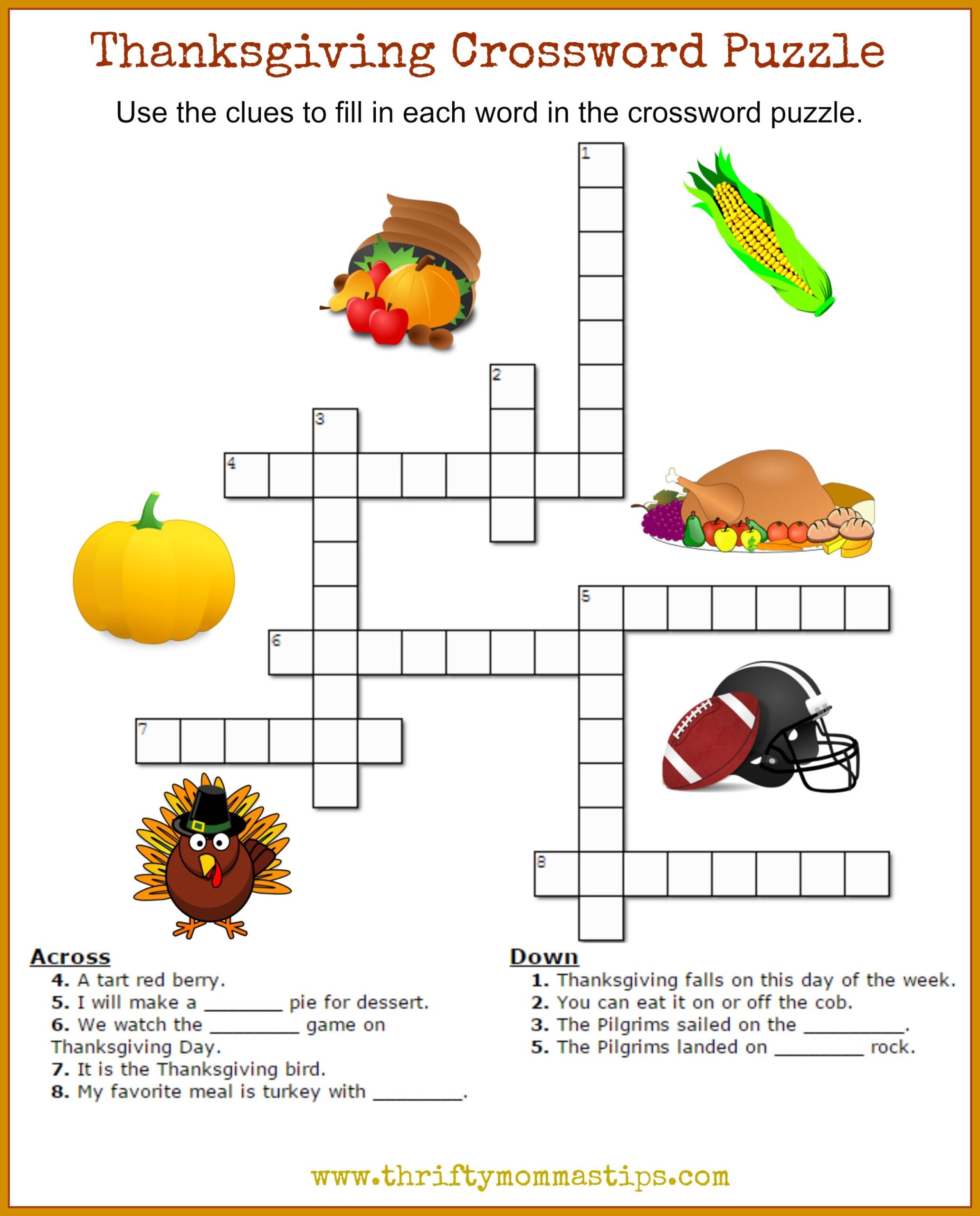 thanksgiving day crossword puzzle