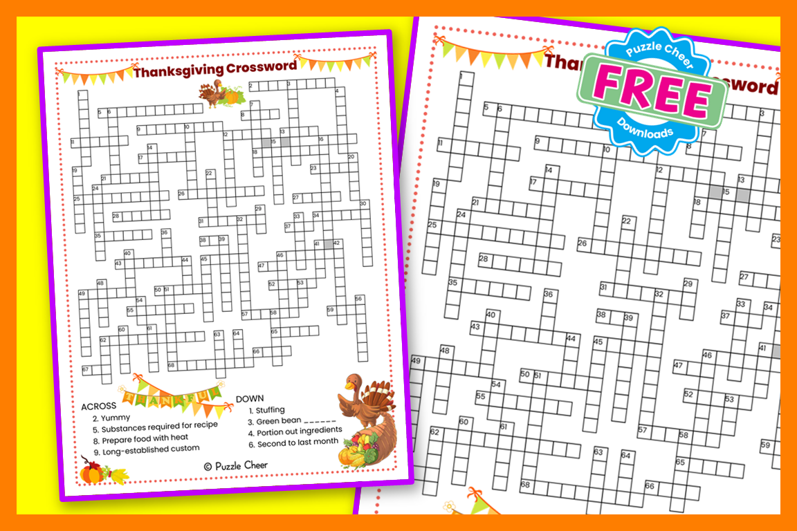 Thanksgiving Crossword Puzzle Puzzle Cheer
