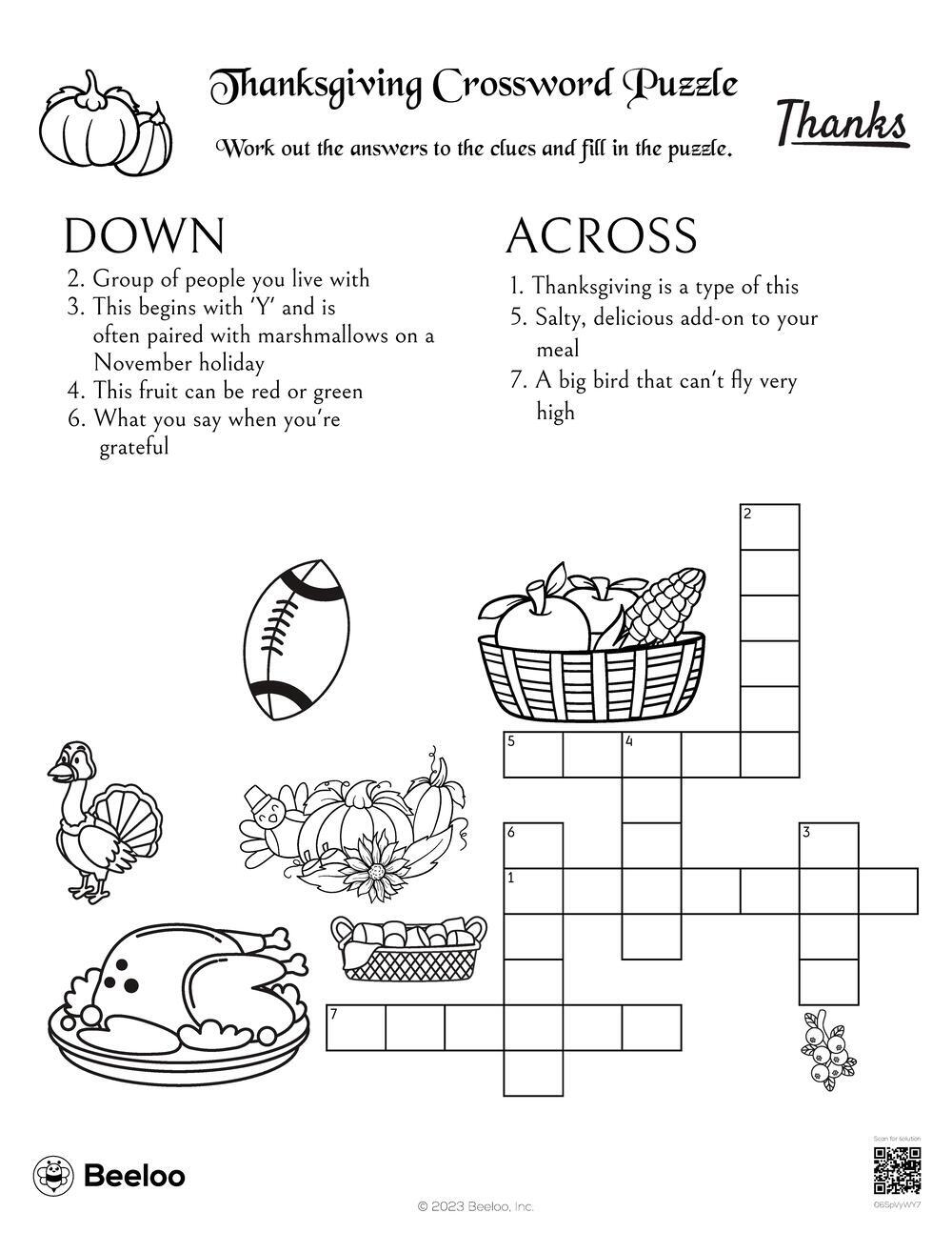 thanksgiving crossword puzzles