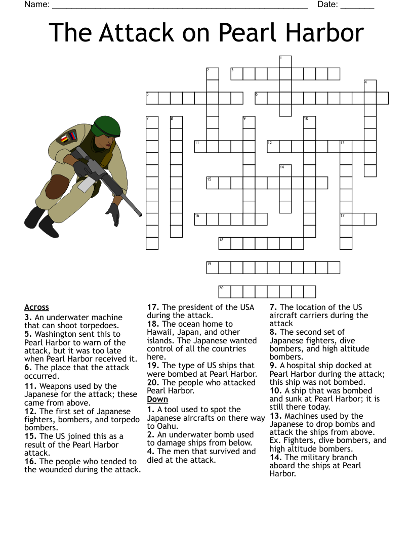 The Attack On Pearl Harbor Crossword WordMint The Attack On Pearl Harbor Crossword WordMint