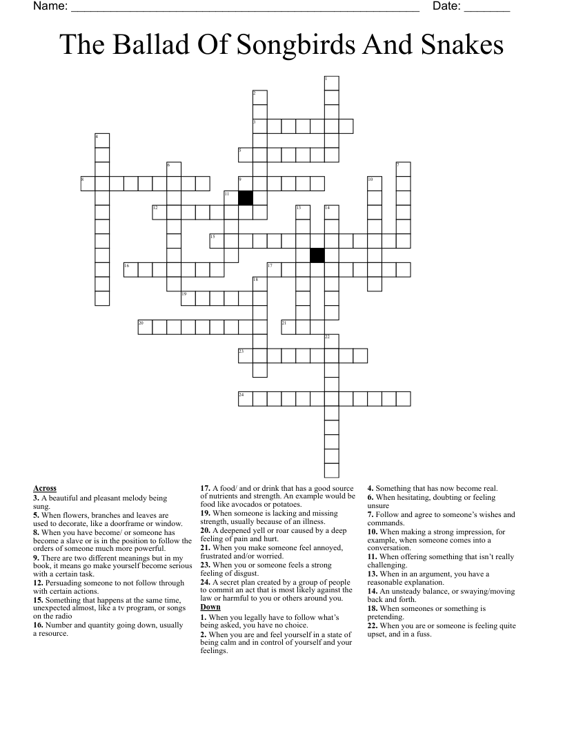 The Ballad Of Songbirds And Snakes Crossword WordMint