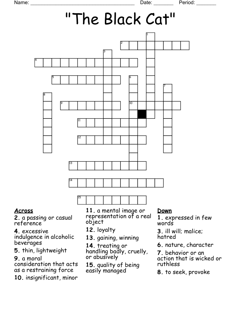 The Black Cat Crossword WordMint The Black Cat Crossword WordMint