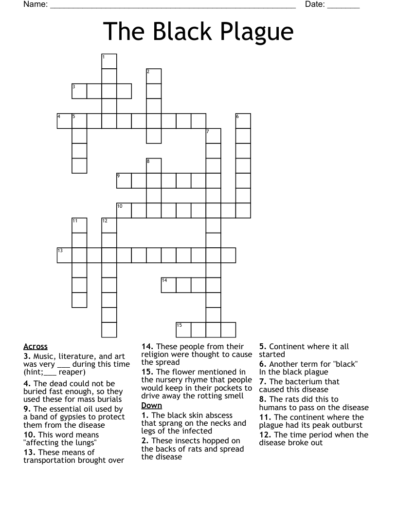 The Black Plague Crossword WordMint