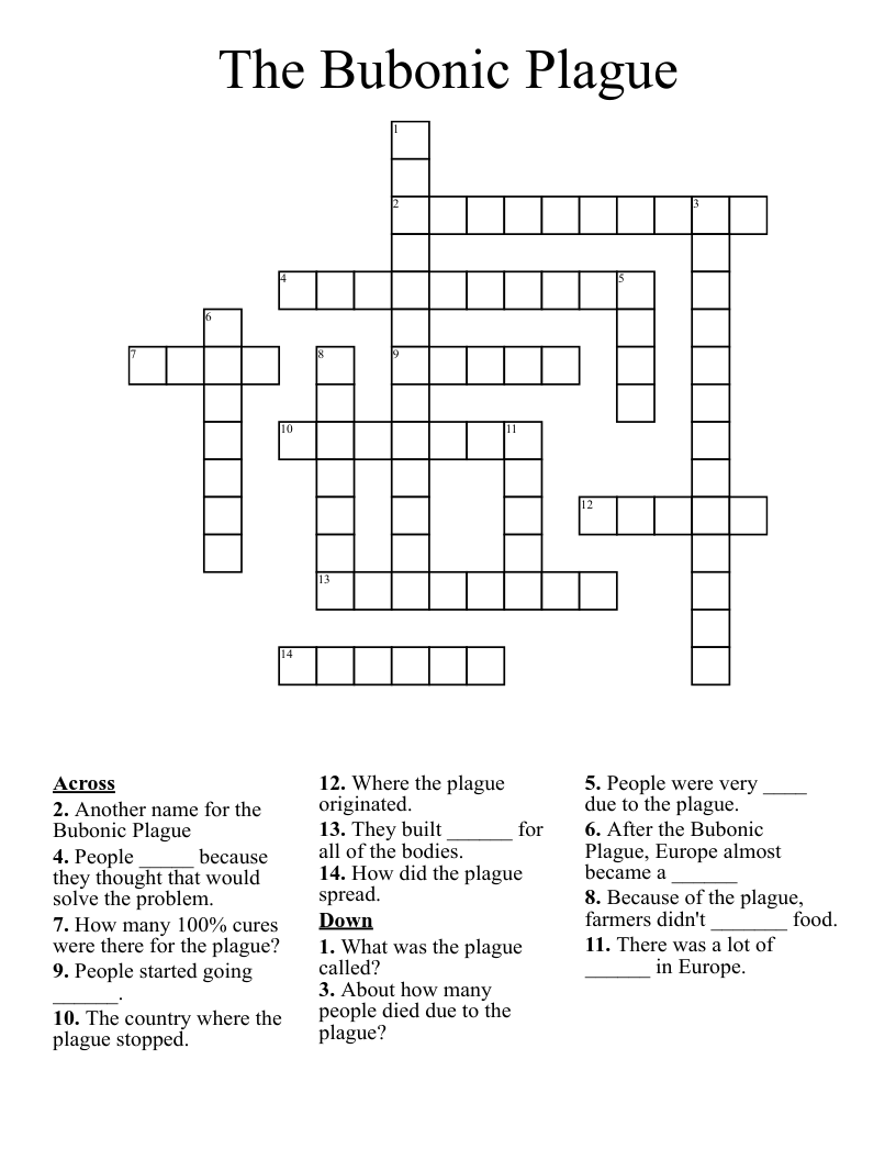 The Bubonic Plague Crossword WordMint The Bubonic Plague Crossword WordMint