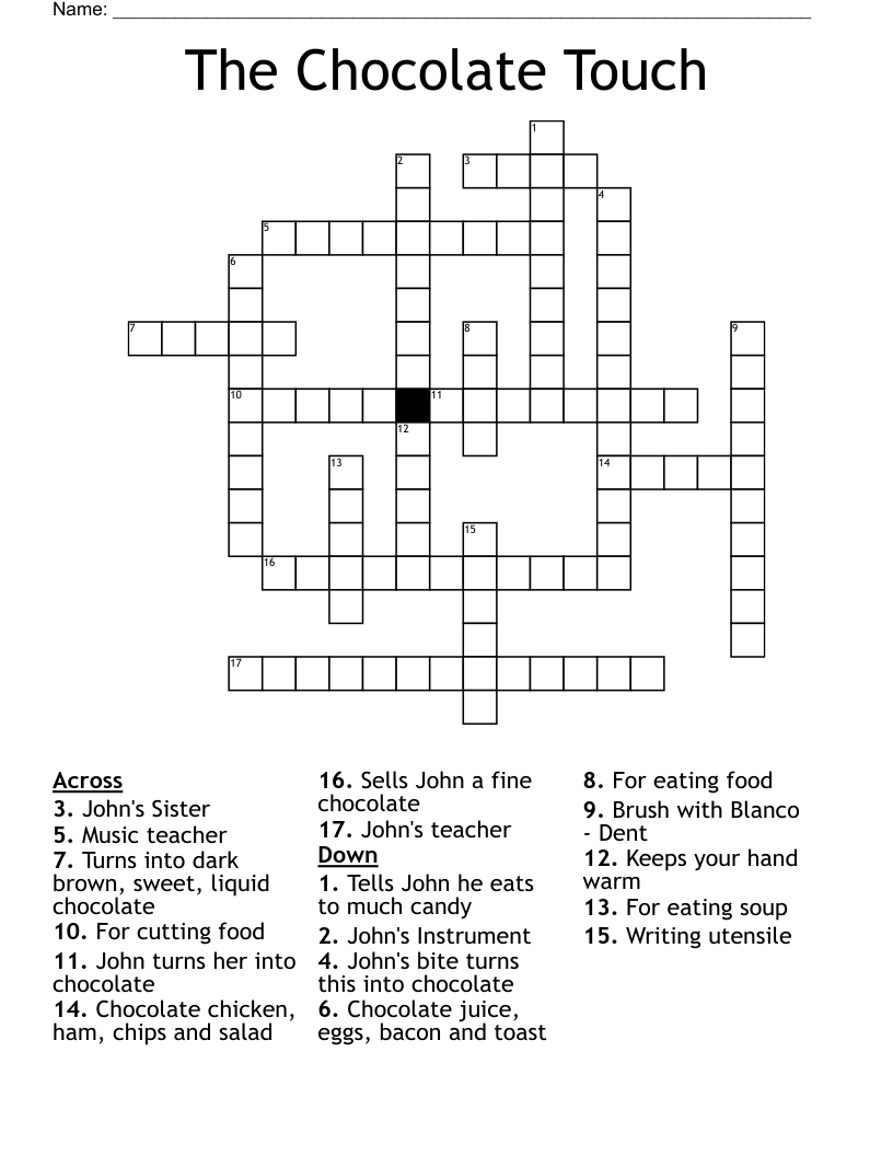 The Chocolate Touch Crossword WordMint
