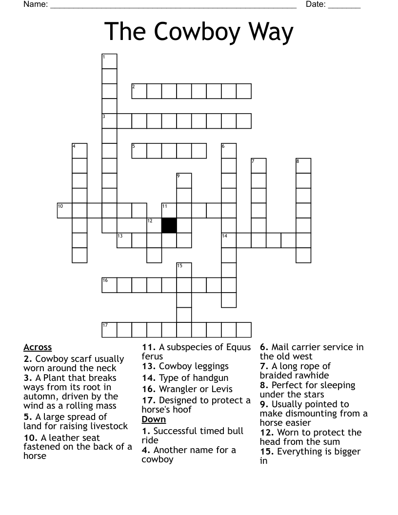 The Cowboy Way Crossword WordMint