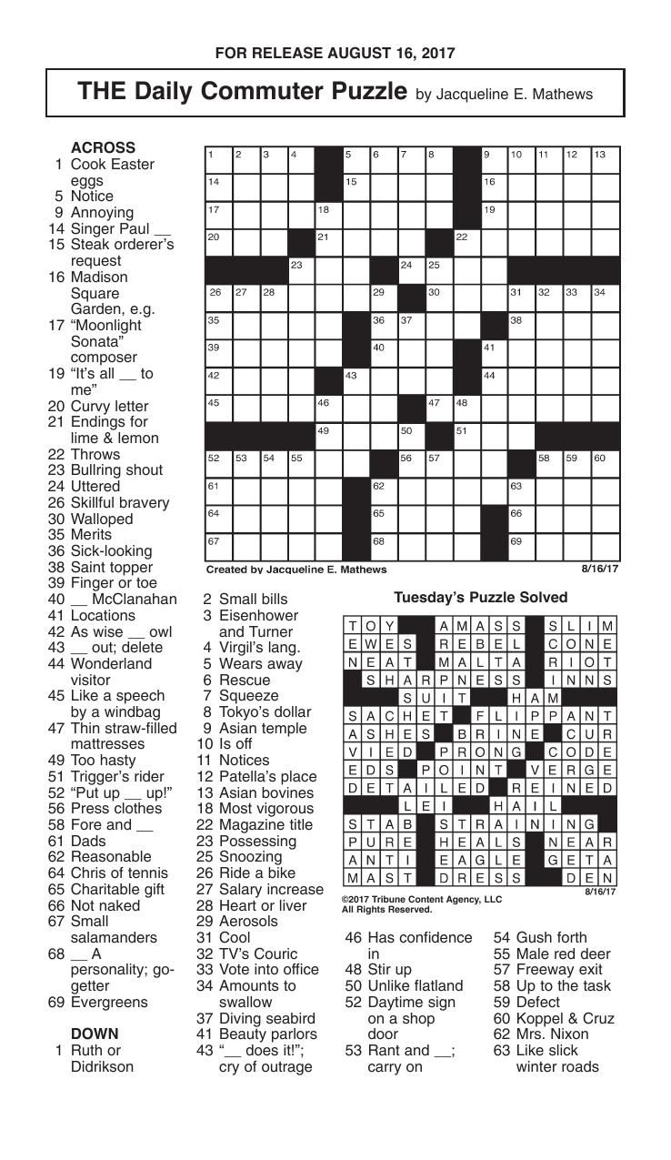 The Daily Commuter Crossword Puzzle Printable Printable Coloring Free The Daily Commuter Crossword Puzzle Printable Printable Coloring Free