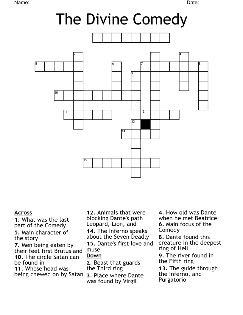 The Divine Comedy Crossword WordMint
