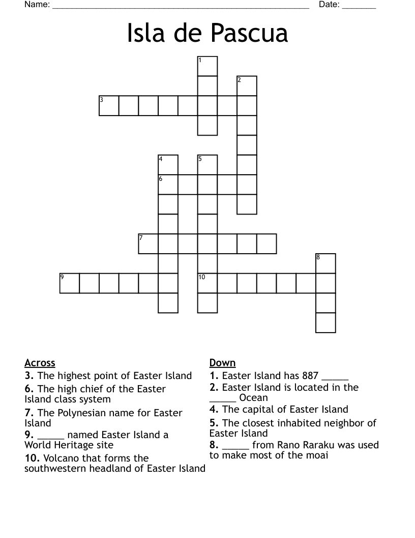 The Easter Islands Crossword WordMint