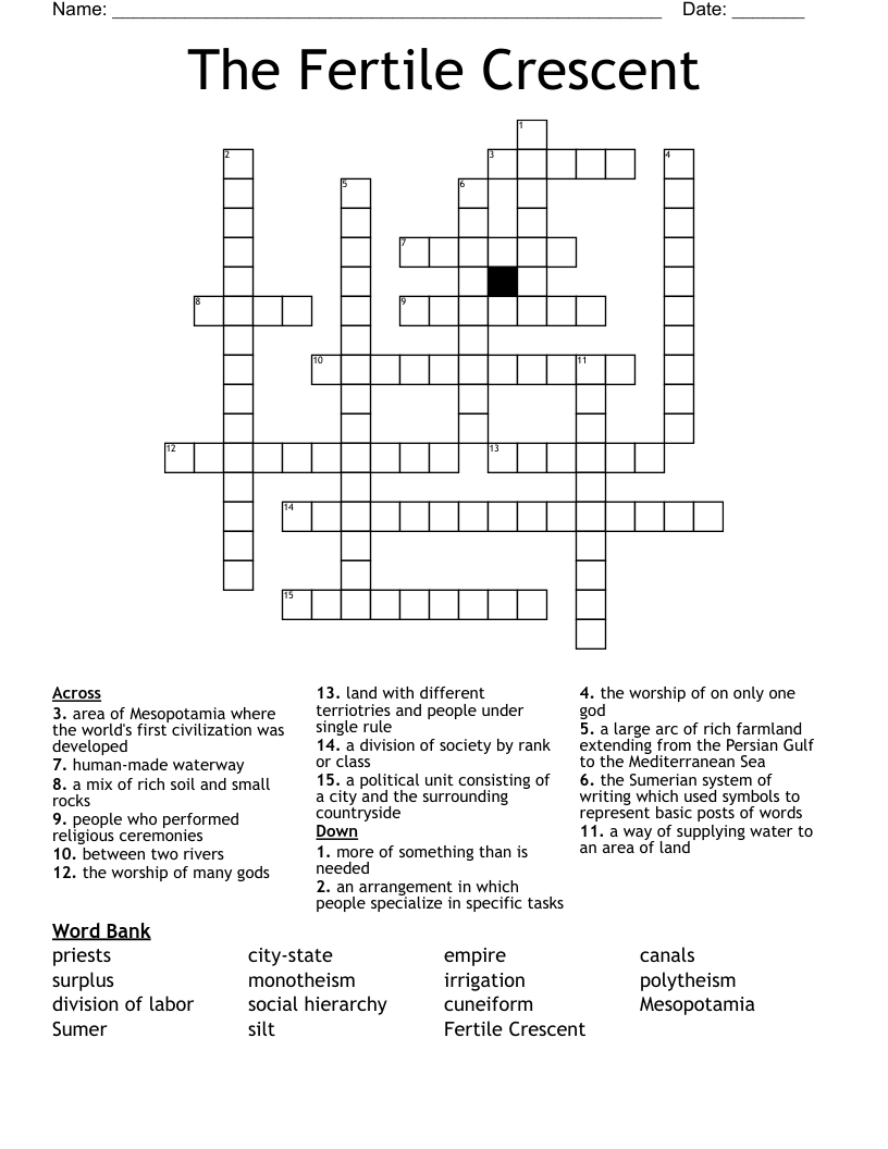 The Fertile Crescent Crossword WordMint