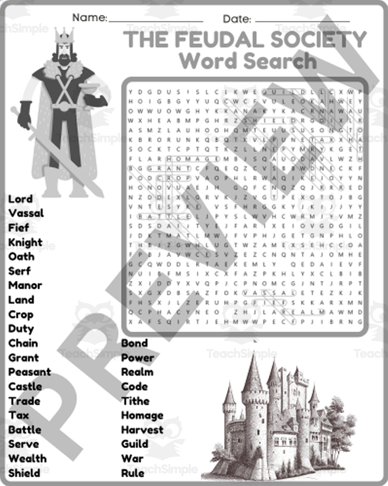 THE FEUDAL SYSTEM FEUDALISM Word Search Puzzle Worksheet Activity By Teach Simple THE FEUDAL SYSTEM FEUDALISM Word Search Puzzle Worksheet Activity By Teach Simple