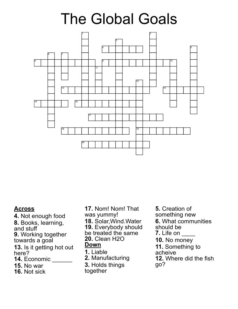 The Global Goals Crossword WordMint