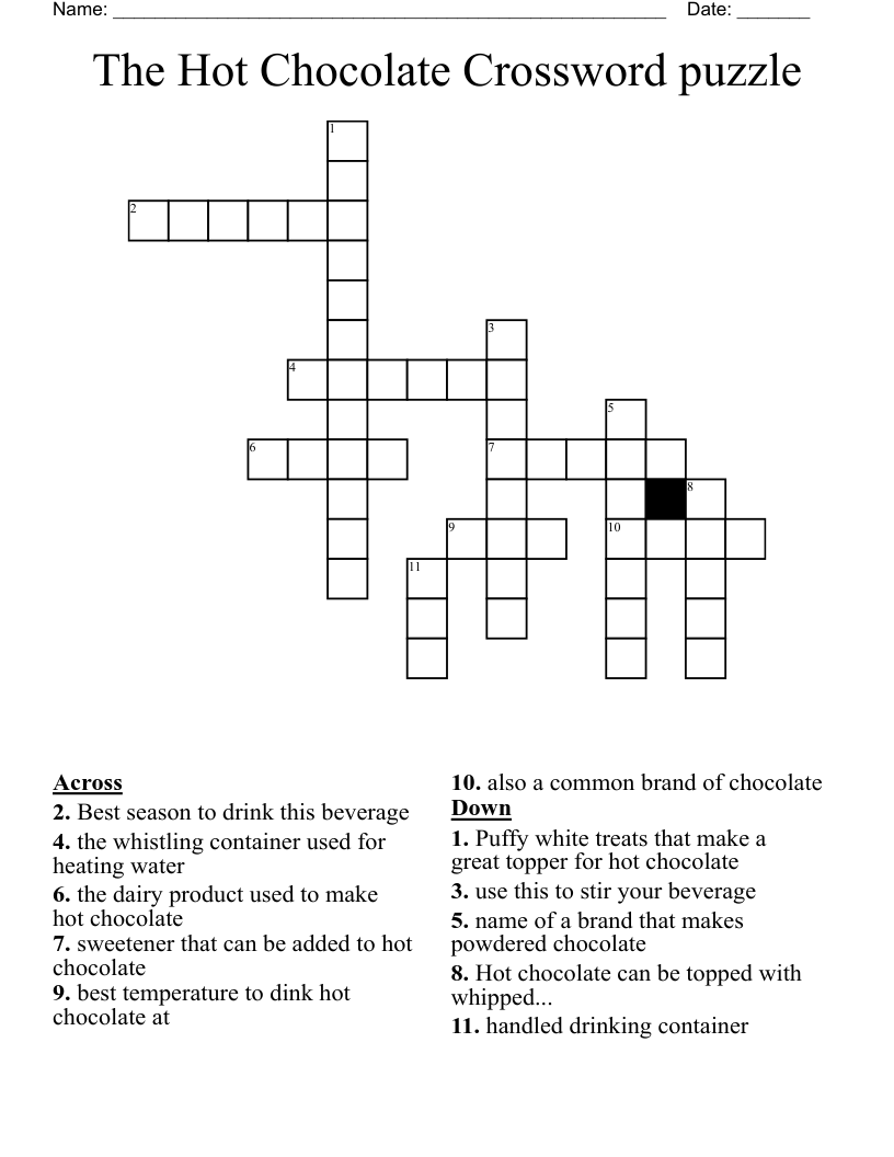 The Hot Chocolate Crossword Puzzle WordMint