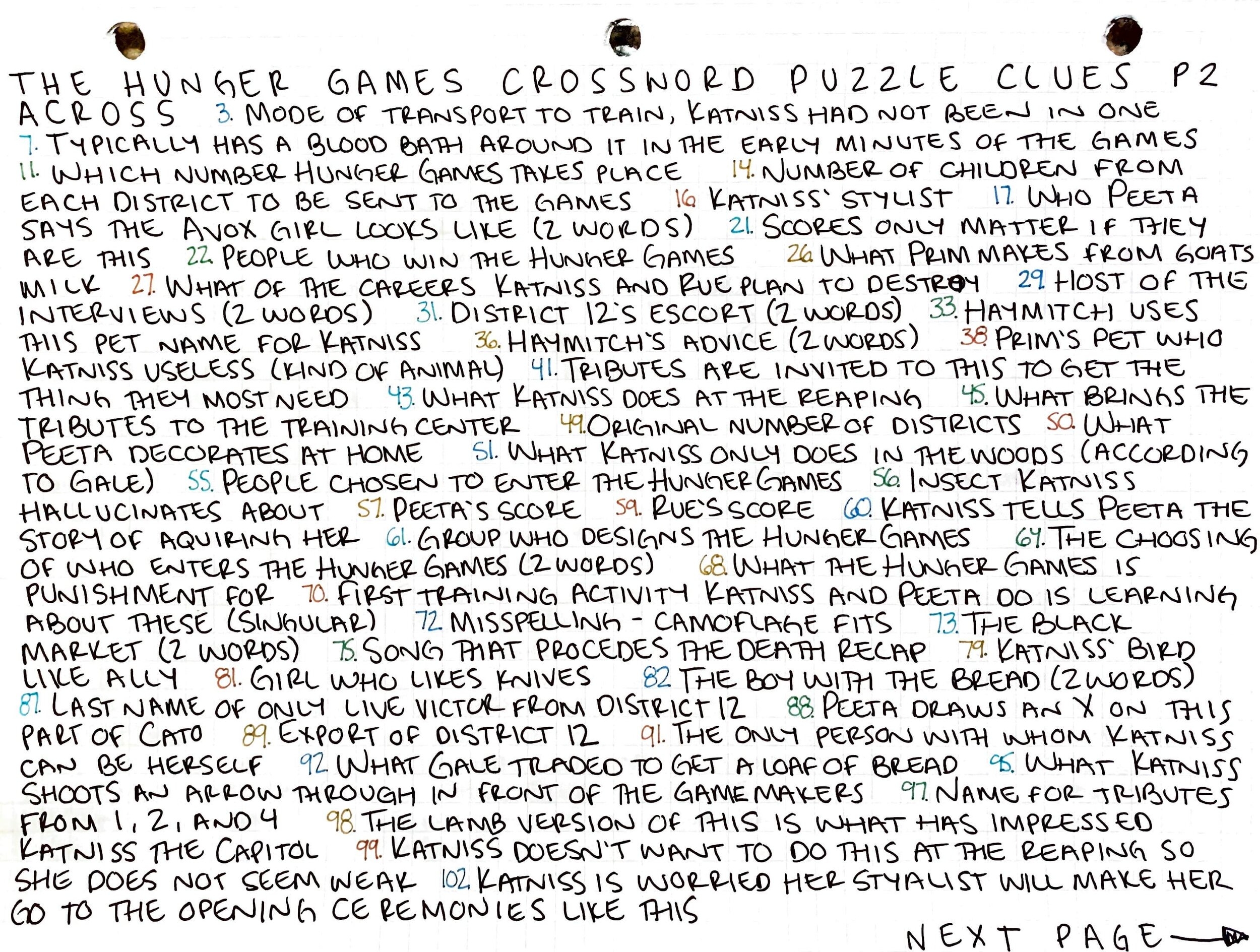 The Hunger Games Crossword Puzzle Bayley Reads Books