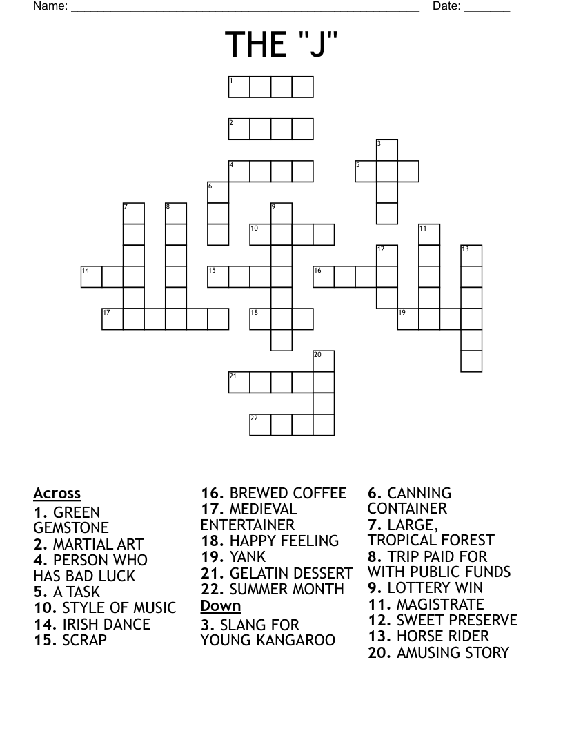 THE J Crossword WordMint