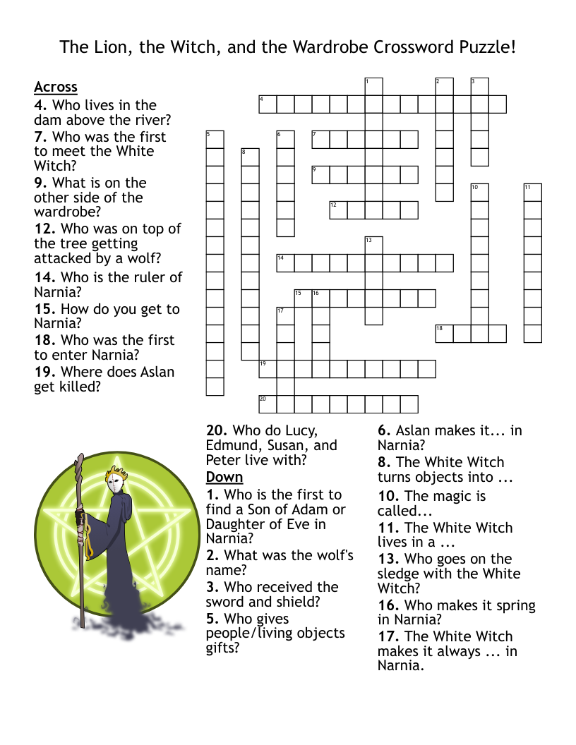 The Lion The Witch And The Wardrobe Crossword Puzzle WordMint