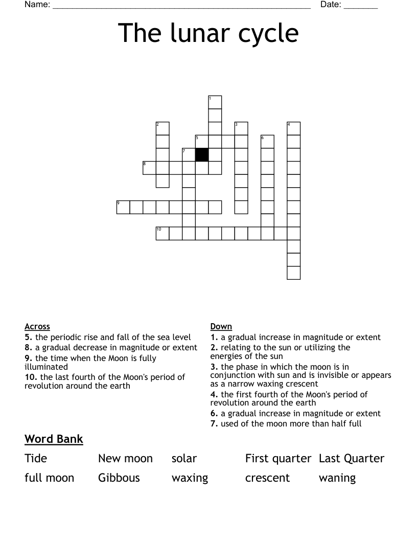 The Lunar Cycle Crossword WordMint