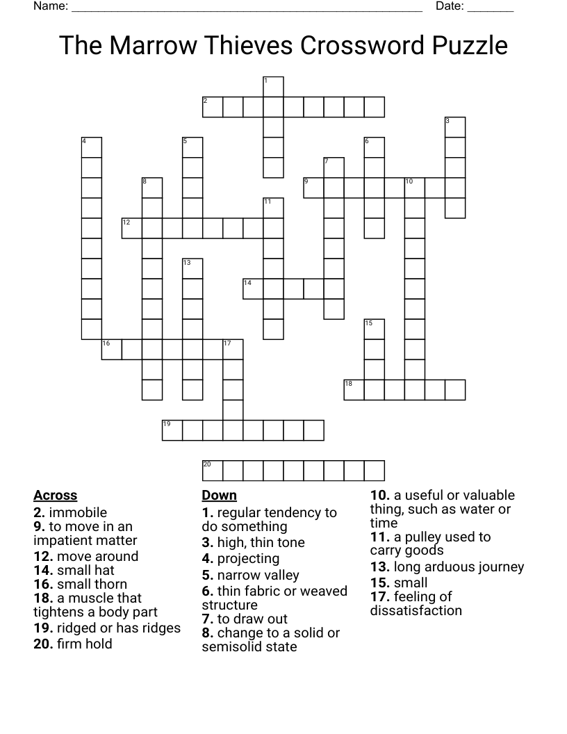 The Marrow Thieves Crossword Puzzle WordMint